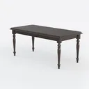Vintage Solid Wood Turned Leg Dining Table 3D Model Left 45 Degree View