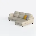 Minimalist Fabric L Shaped Sectional Sofa with Throw Pillows 3D Model Left 45 Degree View