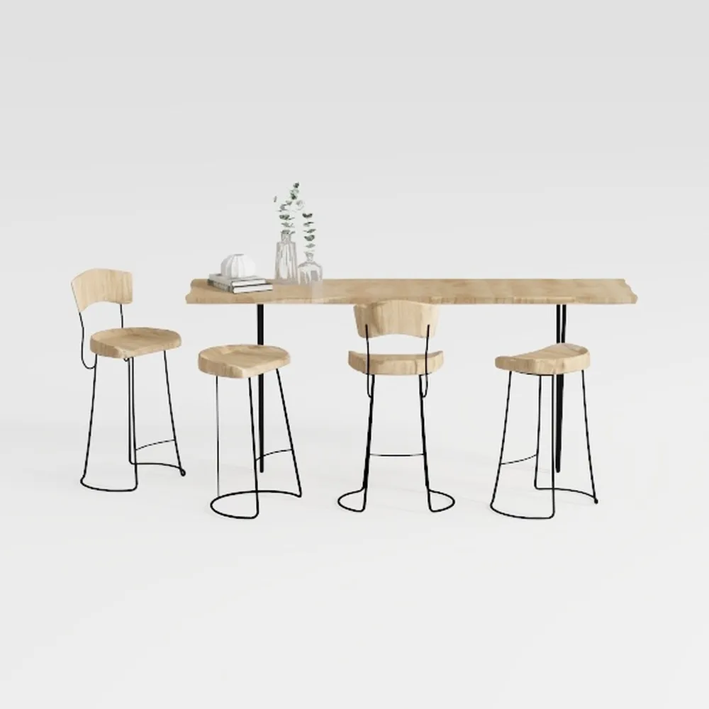 VASAGLE Dining Chair Set of 4, Rustic Wood Chairs 