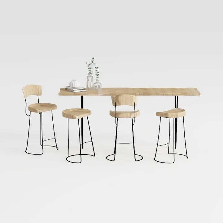 VASAGLE Dining Chair Set of 4, Rustic Wood Chairs 
