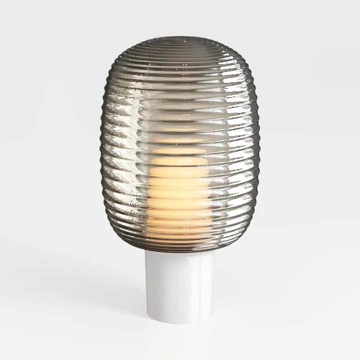 Green Table Lamp Dimmable Ribbed Glass Bedside