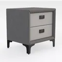 Modern Two Tone Fabric Metal Nightstand 3D Model Right 45 Degree View