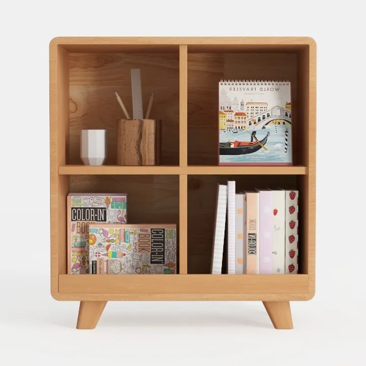 LEYAOYAO Wooden 7 Cube Book Shelf, Natural 3 Tier