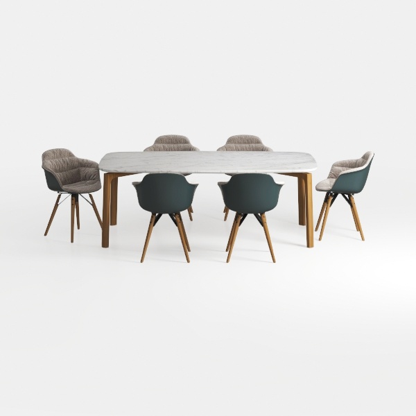 7-Piece White Table Chair Dining Set Gray Seats 6