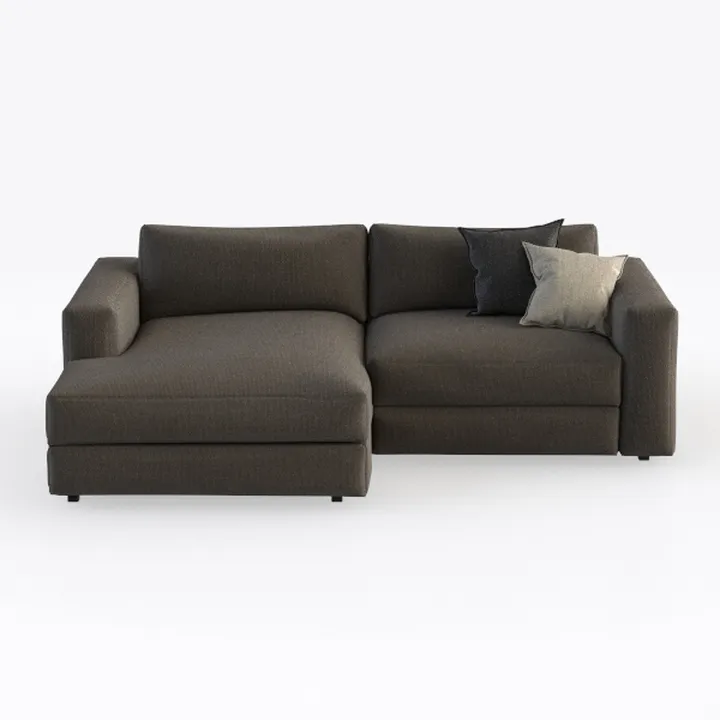 Minimalist Fabric L Shape Sectional Sofa with Throw Pillows 3D Model
