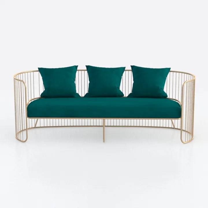 3-Piece Modern Velvet/Metal Sofa & Armchair Set in