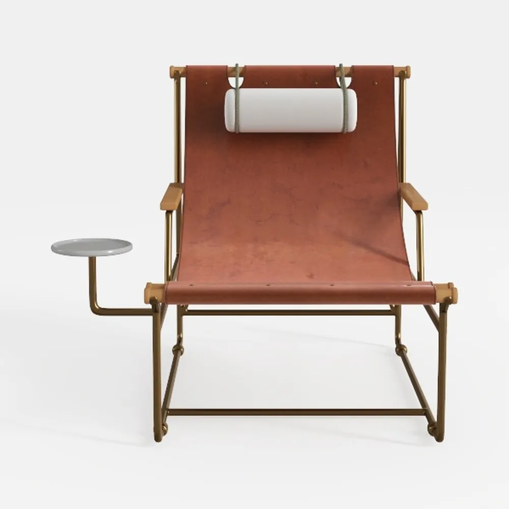 Bo-Camp Bushwick-Sedia da Campeggio Pieghevole da Giardino, in Alluminio, 100 kg, Colore: Argilla, Legno, Taglia Unica