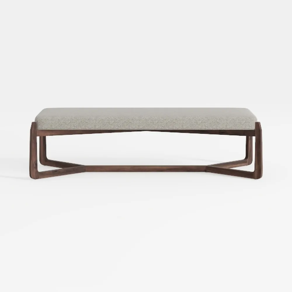 44-Inch Teddy Fleece White Upholstered Bench with