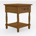 Solid Oak Traditional Nightstand with Storage Shelf Single Drawer 3D Model Right 45 Degree View