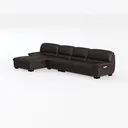 Modern Black Leather L Shape Sectional Sofa 3D Model Left 45 Degree View