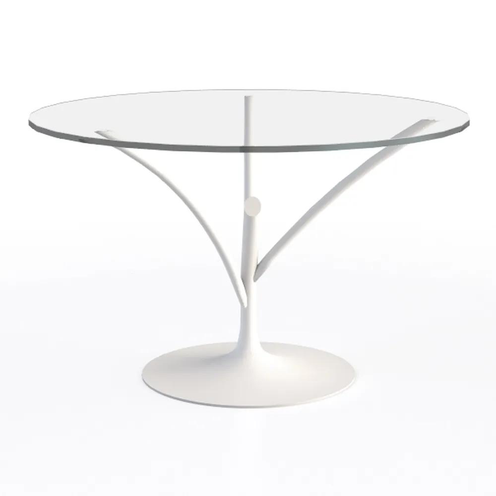 31.5 in. Round White MDF Top Modern Dinning Table 