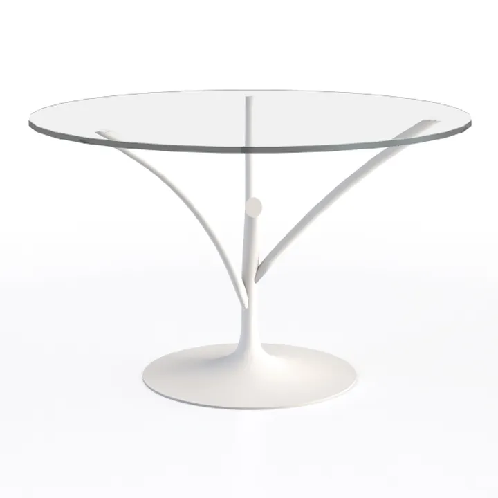 31.5 in. Round White MDF Top Modern Dinning Table 