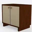 Minimalist Solid Wood Fabric Two Door Cabinet 3D Model Left 45 Degree View