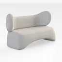 Minimalist Boucle Fabric Curved Loveseat Sofa 3D Model Right 45 Degree View