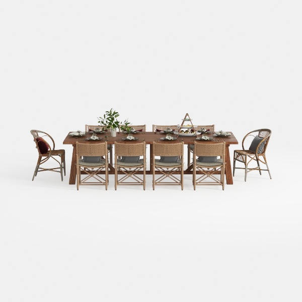 13-Piece Aluminum Outdoor Dining Set Teak Patio Fu