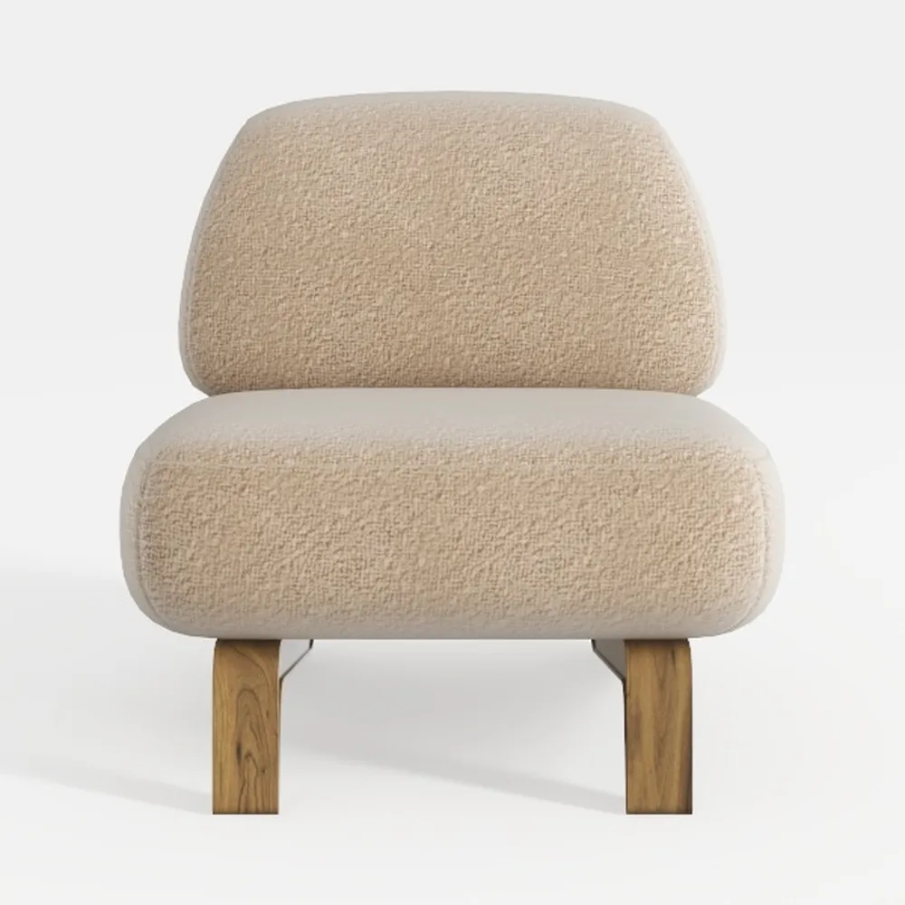 Modern Boucle Accent Chair, with Plush Faux Sherpa