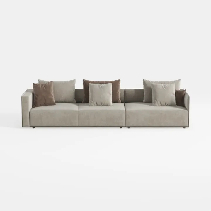 Minimalist Fabric Extra Large Sectional Sofa With Throw Pillows 3D Model