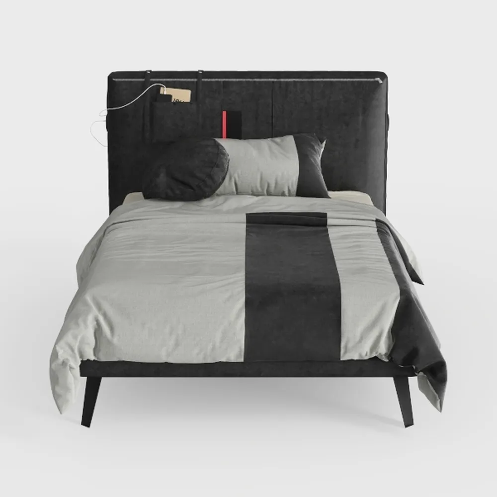 Twin Size Bed Frame, Storage Headboard with