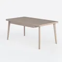 Minimalist Solid Wood Dining Table with Drawers 3D Model Left 45 Degree View