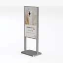 Minimalist Metal Freestanding Advertising Display Stand 3D Model Left 45 Degree View
