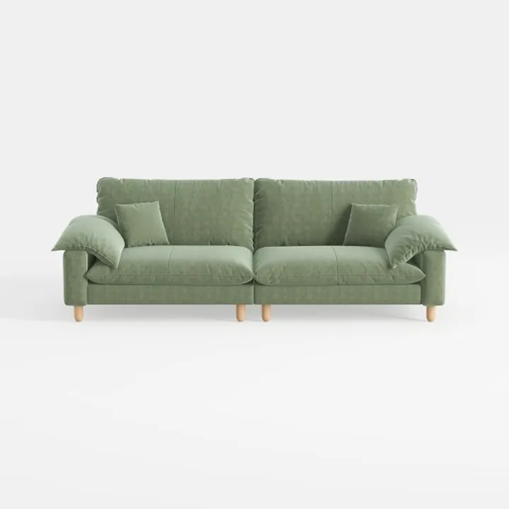Minimalist Sage Green Fabric Large Sofa 3D Model