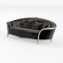 Luxury Glam Black Velvet Silver Frame Living Room Sofa 3D Model Left 45 Degree View