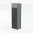 Modern Dark Tone Gold Accent Tall Wardrobe Cabinet 3D Model Left 45 Degree View