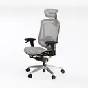 Minimalist White Mesh Fabric Office Chair with Adjustable Headrest 3D Model Left 45 Degree View
