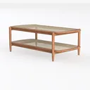 Guyou Oval Rattan Coffee Table, Modern Walnut Wood Left 45 Degree View