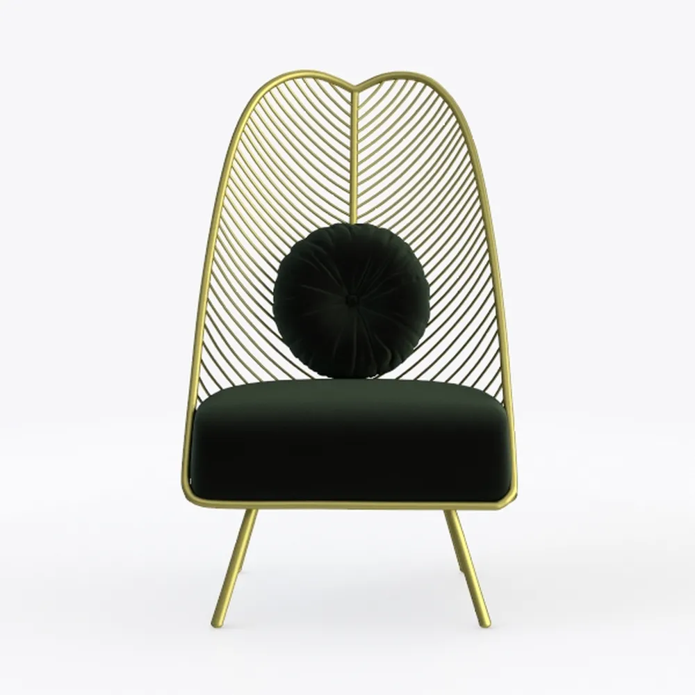 Nordlys Retro Metal and Green Velvet Lounge Chair 