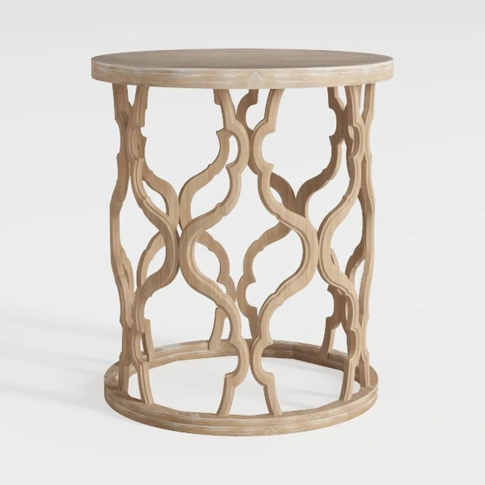 Farmhouse End Table, 17.7'' Round French Country