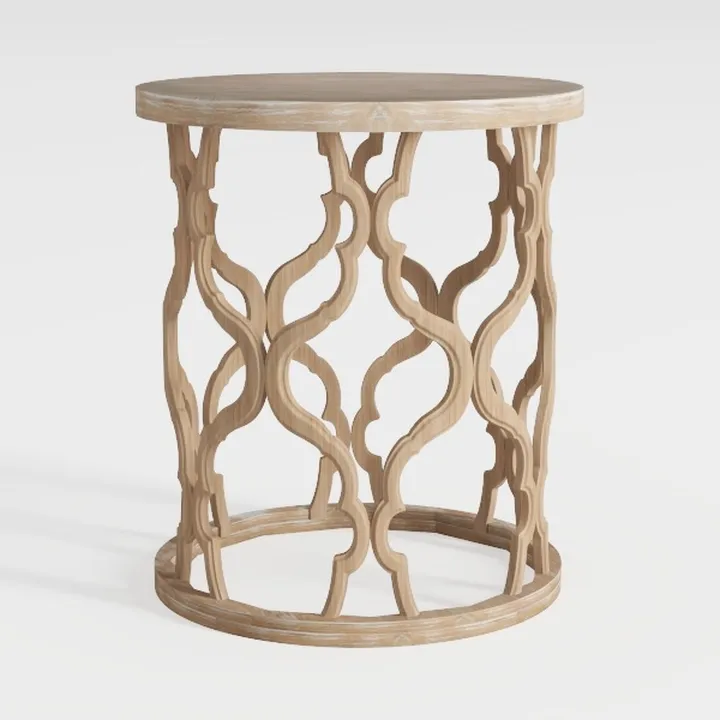 Farmhouse End Table, 17.7'' Round French Country