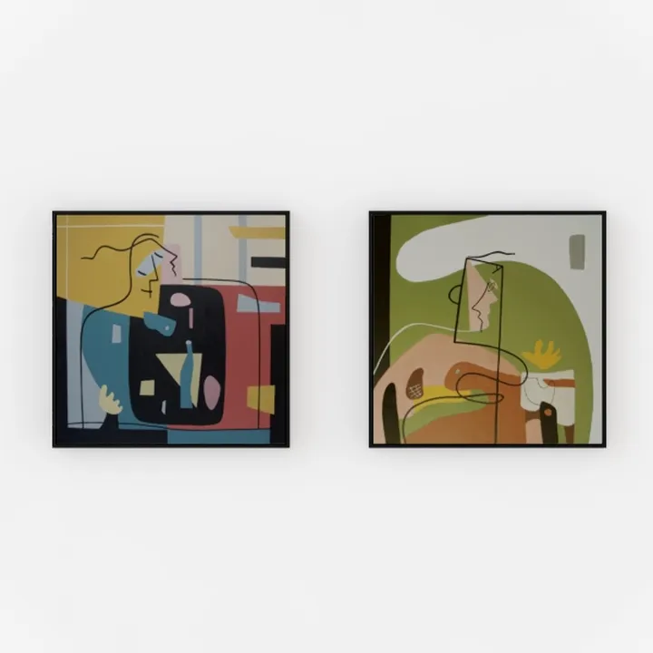 Abstract Modern Framed Wall Art Paintings Set 3D Model
