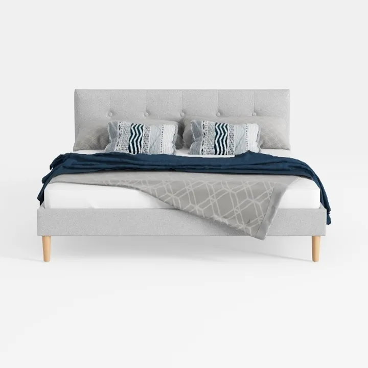 Modern Fabric Upholstered Tufted Platform Bed 3D Model