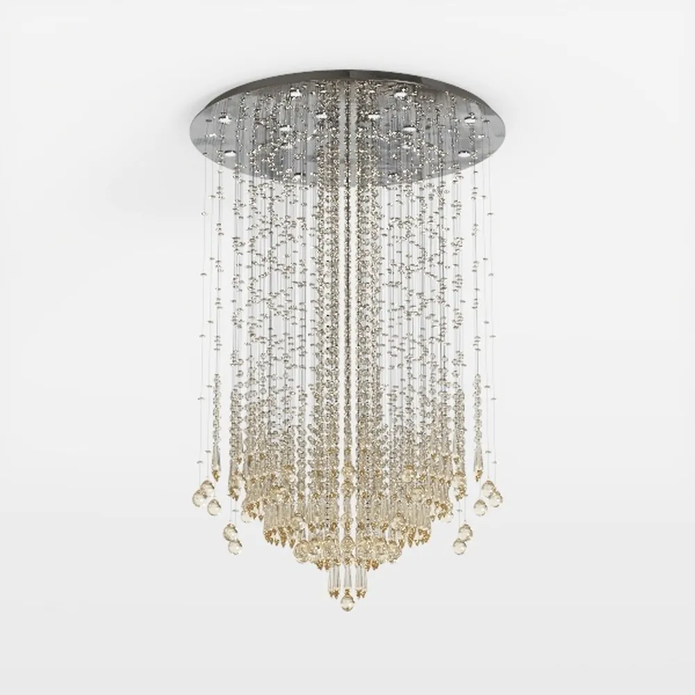 H65'' Gold Crystal High Ceilings Chandeliers