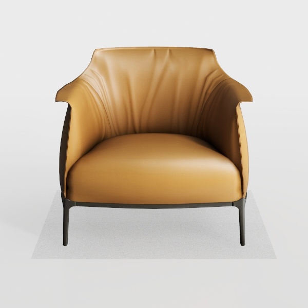 Leather Upholstered Accent Chair Cushion Seat Back