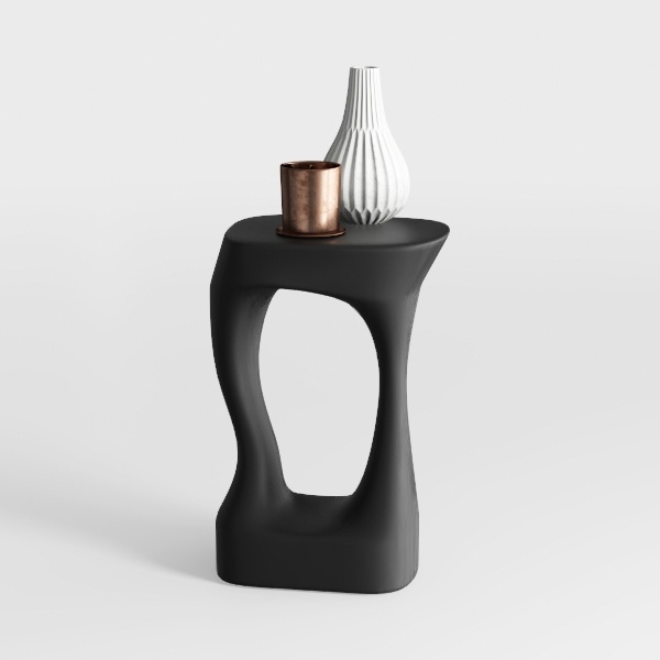 Minimalist Black Solid Wood Abstract Side Table 3D Model | Homestyler ...