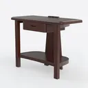 Minimalist Solid Wood End Table with Drawer and Lower Shelf 3D Model Left 45 Degree View