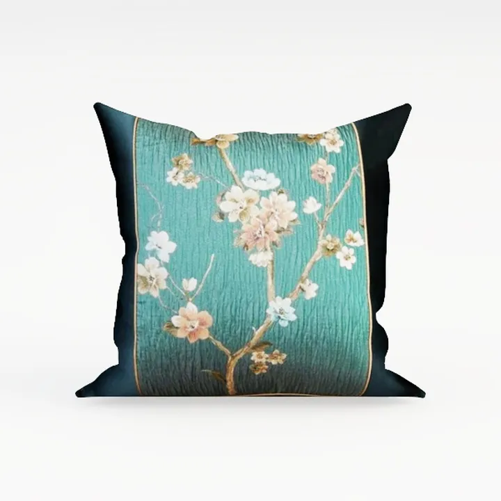Spring Outdoor Pillow Covers, Aqua Blue Flower