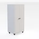 Minimalist White Metal Rolling Storage Cabinet 3D Model Right 45 Degree View