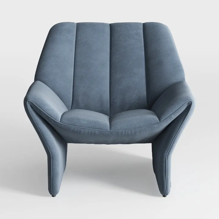Minimalist Blue Fabric Armchair 3D Model
