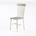 Minimalist White Solid Wood Dining Chair 3D Model Left 45 Degree View