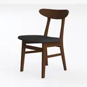 Mid-Century Walnut Fabric Upholstered Dining Chair 3D Model Left 45 Degree View