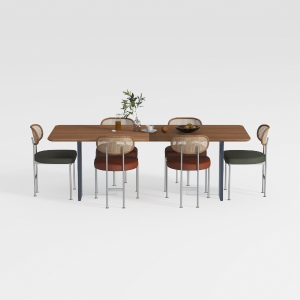 Capps 7-Piece Walnut Finish Dining Set with Dark G