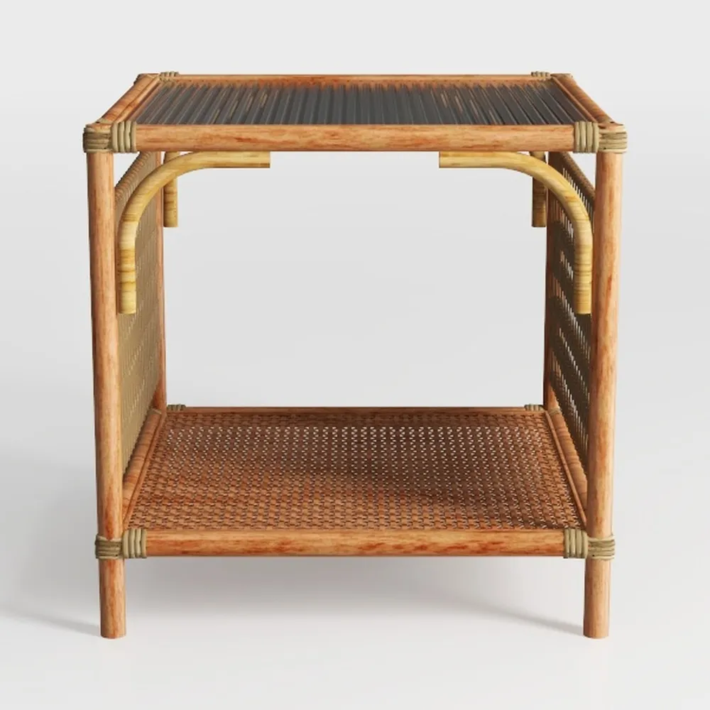 VINGLI Outdoor Wicker Side Table Patio Side Tables