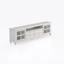 Minimalist White Solid Wood Marble Top TV Stand Cabinet 3D Model Right 45 Degree View
