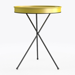 Modern Yellow Metal Round Tray Side Table 3D Model