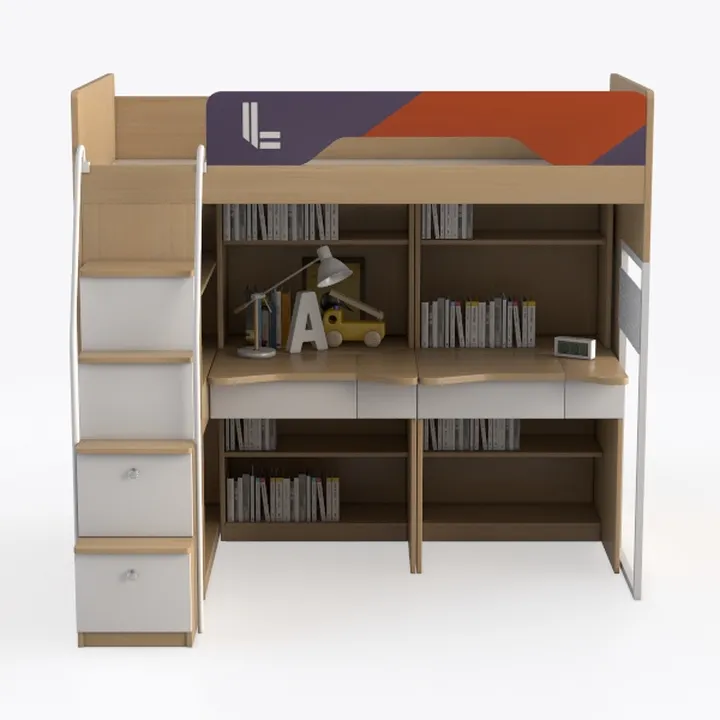 Acme Freya Solid Wood Storage Loft Bed with Booksh