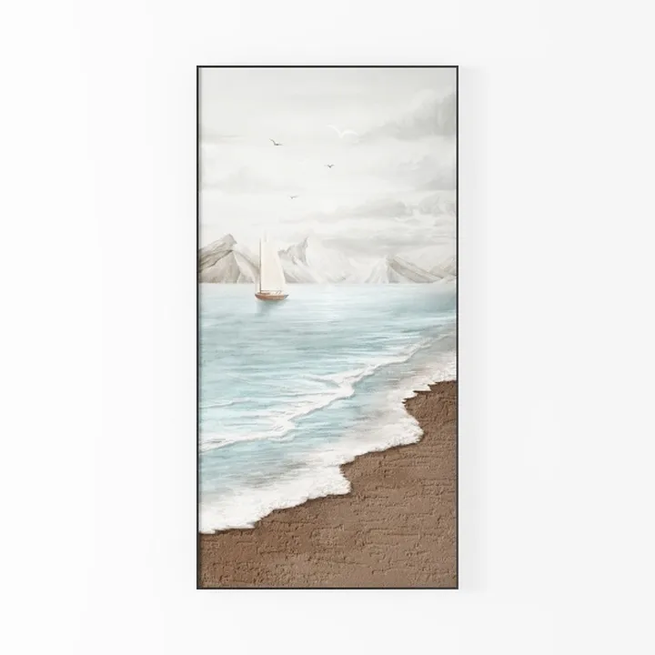 Coastal Minimalist Beach Sailboat Wall Art Decor 3D Model