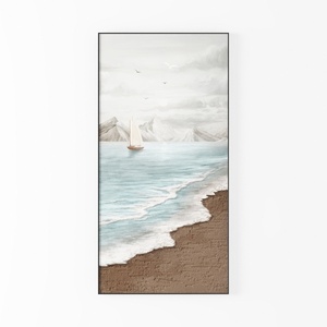 Coastal Minimalist Beach Sailboat Wall Art Decor 3D Model